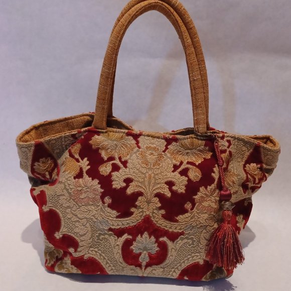 Small tote bag et mini bag Pierre Frey vintage - Velvet Brocade - Picture 2 of 15